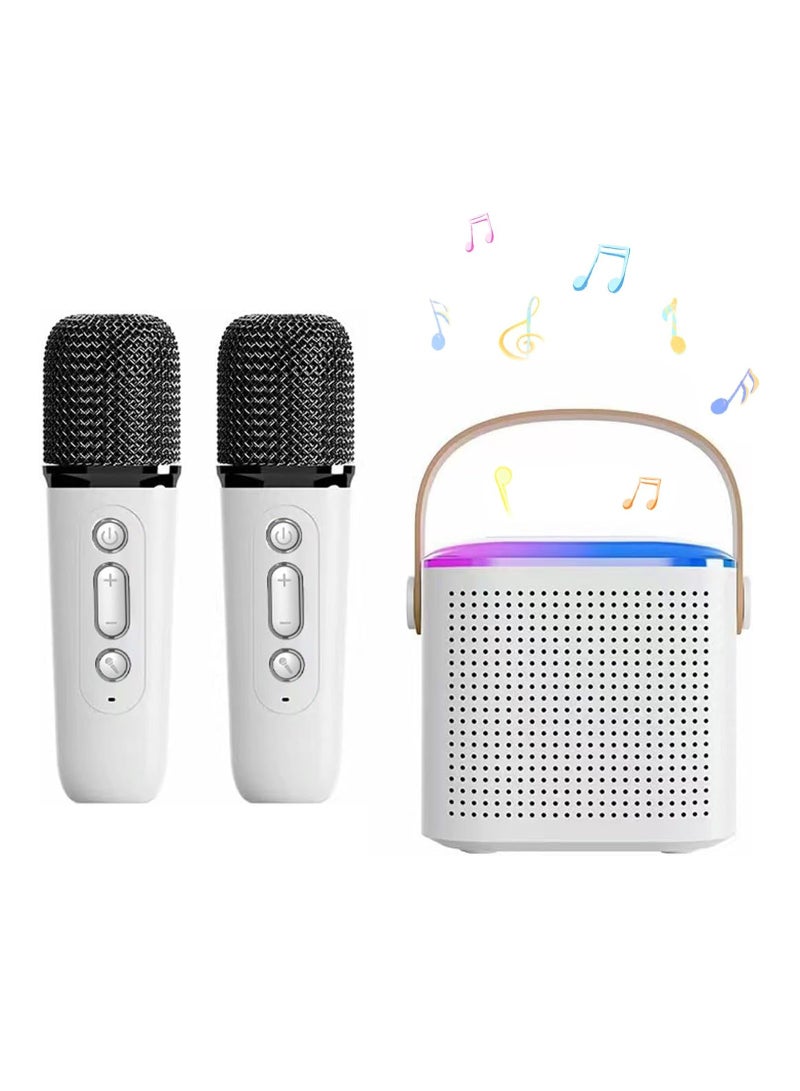 SYOSI Karaoke Machine Portable Bluetooth Speaker with 2 Wireless handheled Microphones LED Lights Portable Bluetooth Karaoke Speaker for All Smartphones for Home Party Birthday Gifts - Image 1