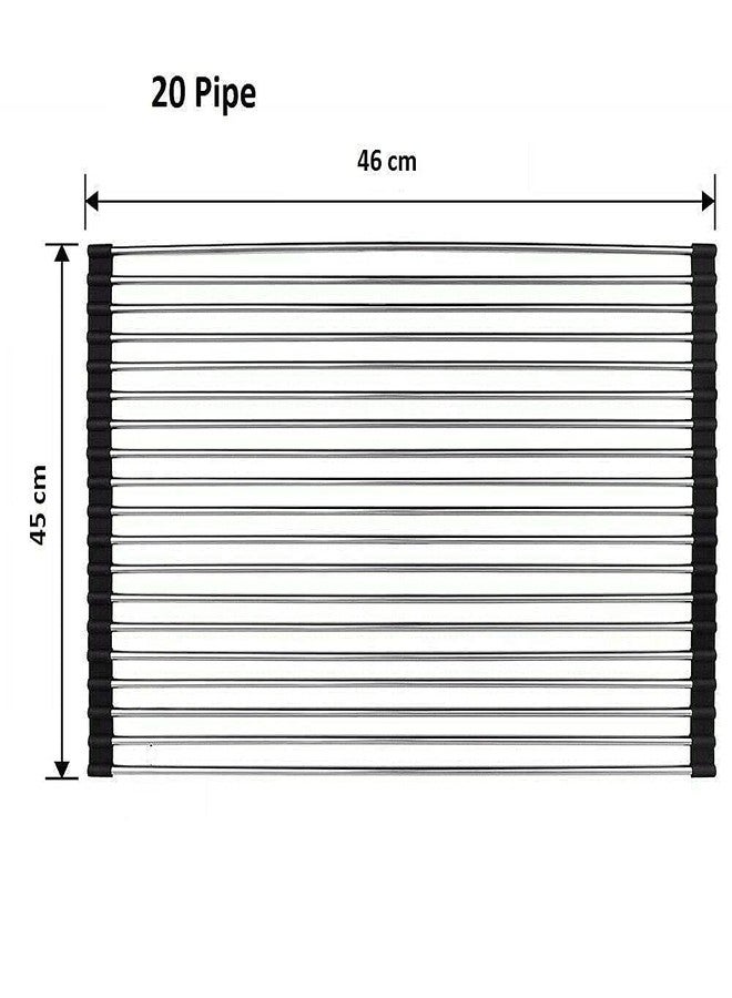 DONDA Stainless Steel Roll Up Dish Drying Rack Over Kitchen Sink |Vegetable Fruit and Dish Drying Drain Rack (Multicolor) (450 x 220 x 10 mm) - Image 2