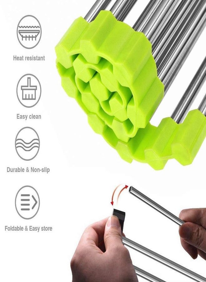 DONDA Stainless Steel Roll Up Dish Drying Rack Over Kitchen Sink |Vegetable Fruit and Dish Drying Drain Rack (Multicolor) (450 x 220 x 10 mm) - Image 4