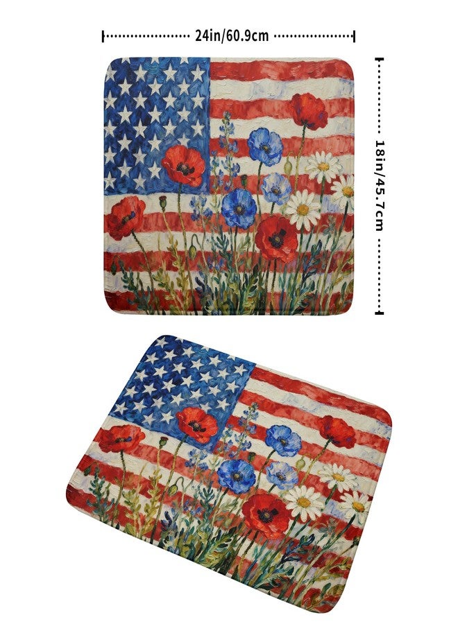 Aytipun 4th of July Patriotic Dish Drying Mat for Kitchen Counter 18x24 Red Blue White Floral American Flag Holiday Absorbent Reversible Microfiber Drying Mats Kitchen Countertop Protector Dishes Drainer Pad - Image 2