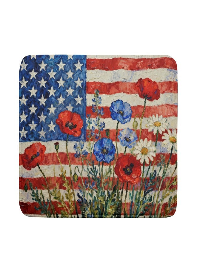 Aytipun 4th of July Patriotic Dish Drying Mat for Kitchen Counter 18x24 Red Blue White Floral American Flag Holiday Absorbent Reversible Microfiber Drying Mats Kitchen Countertop Protector Dishes Drainer Pad - Image 1