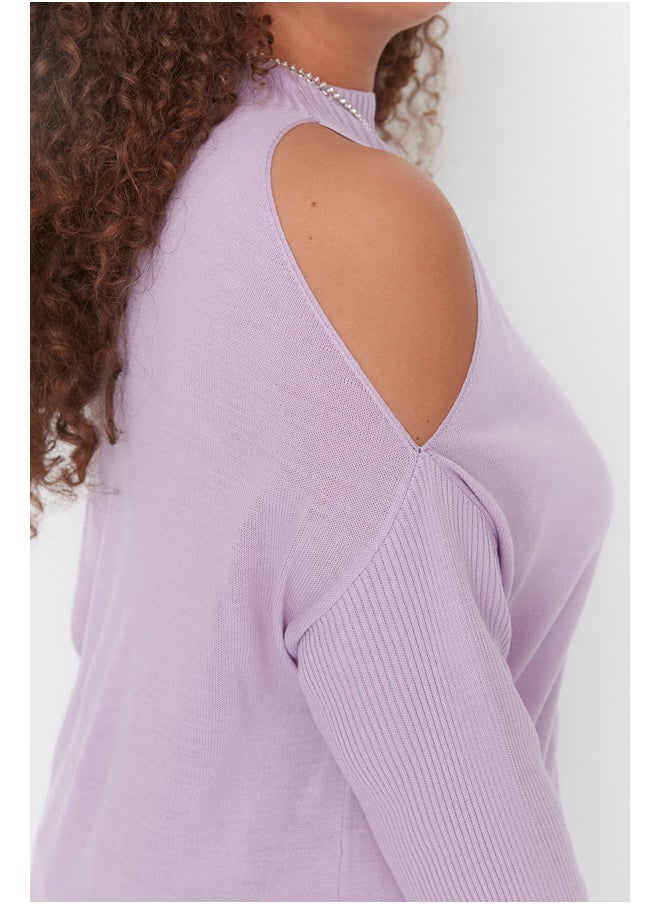 trendyol - Lilac Cut Out Detailed Knitwear Sweater TBBAW23AN00025 - Image 1
