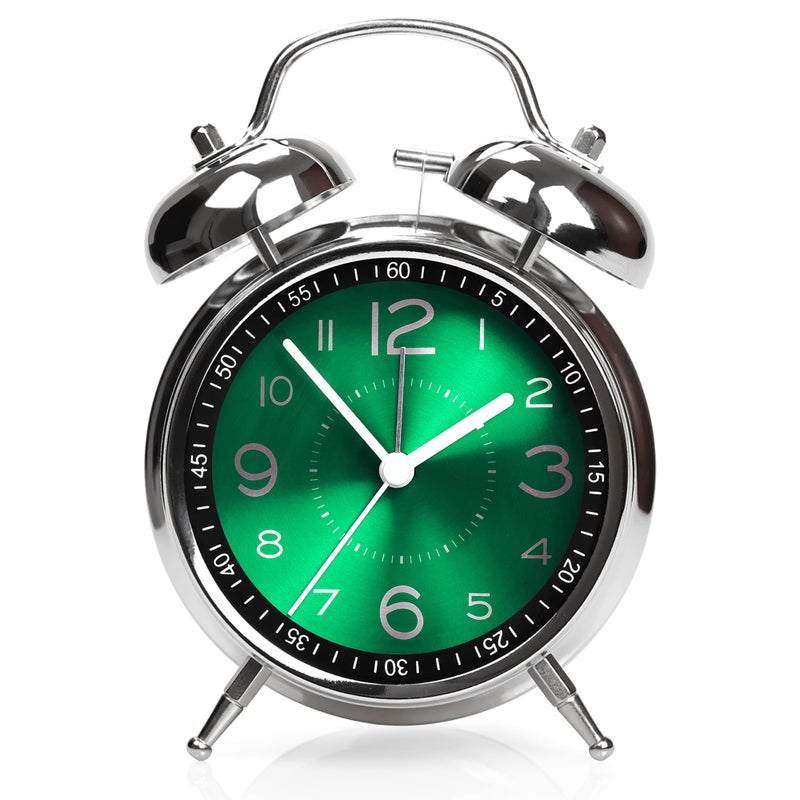 AYRELY Super Loud Alarm Clock for Heavy Sleepers Adults,Twin Bell Retro 4 Inch Silent Non-Ticking Quartz with Backlight, Metal dial, Alarm Clocks for Bedrooms Bedside (Green) - Image 3