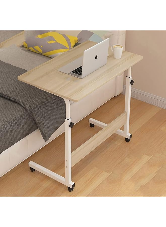 erorex Adjustable Over Bed Table Mobile Bedside Desk Dormitory Portable Laptop Computer Desks 60 X 40 Cm White - Image 1