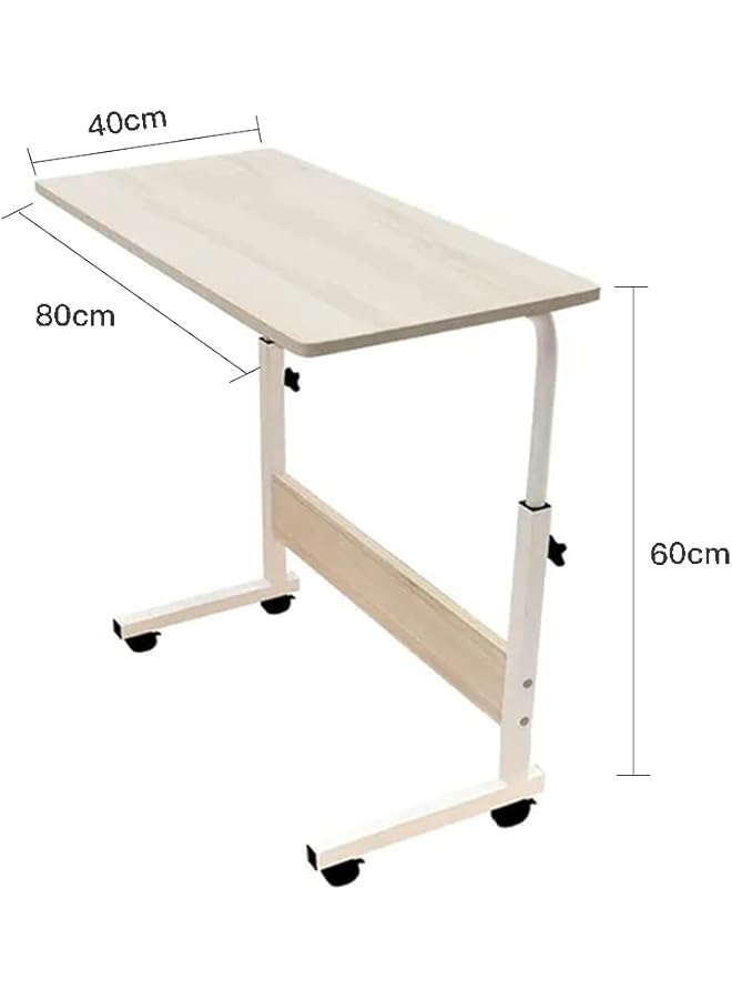 erorex Adjustable Over Bed Table Mobile Bedside Desk Dormitory Portable Laptop Computer Desks 60 X 40 Cm White - Image 2