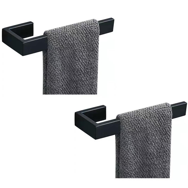 JOPOFI 2Piece Hand Towel Holder  Thicken SUS 304 Stainless Steel Towel Holder for Bathroom Wall 8 Rectangular Modern Design Towel Ring Contemporary Hand Towel Rack  Matte Black
