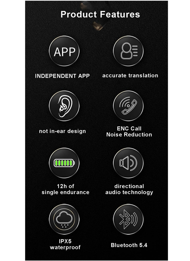 Generic Smart Ear-Hook Translator Earbuds: 100+ Languages, Bluetooth 5.4, 99% Accuracy, 12-Hour Battery, 360° Hi-Fi Sound, IPX5 Waterproof  - Image 2