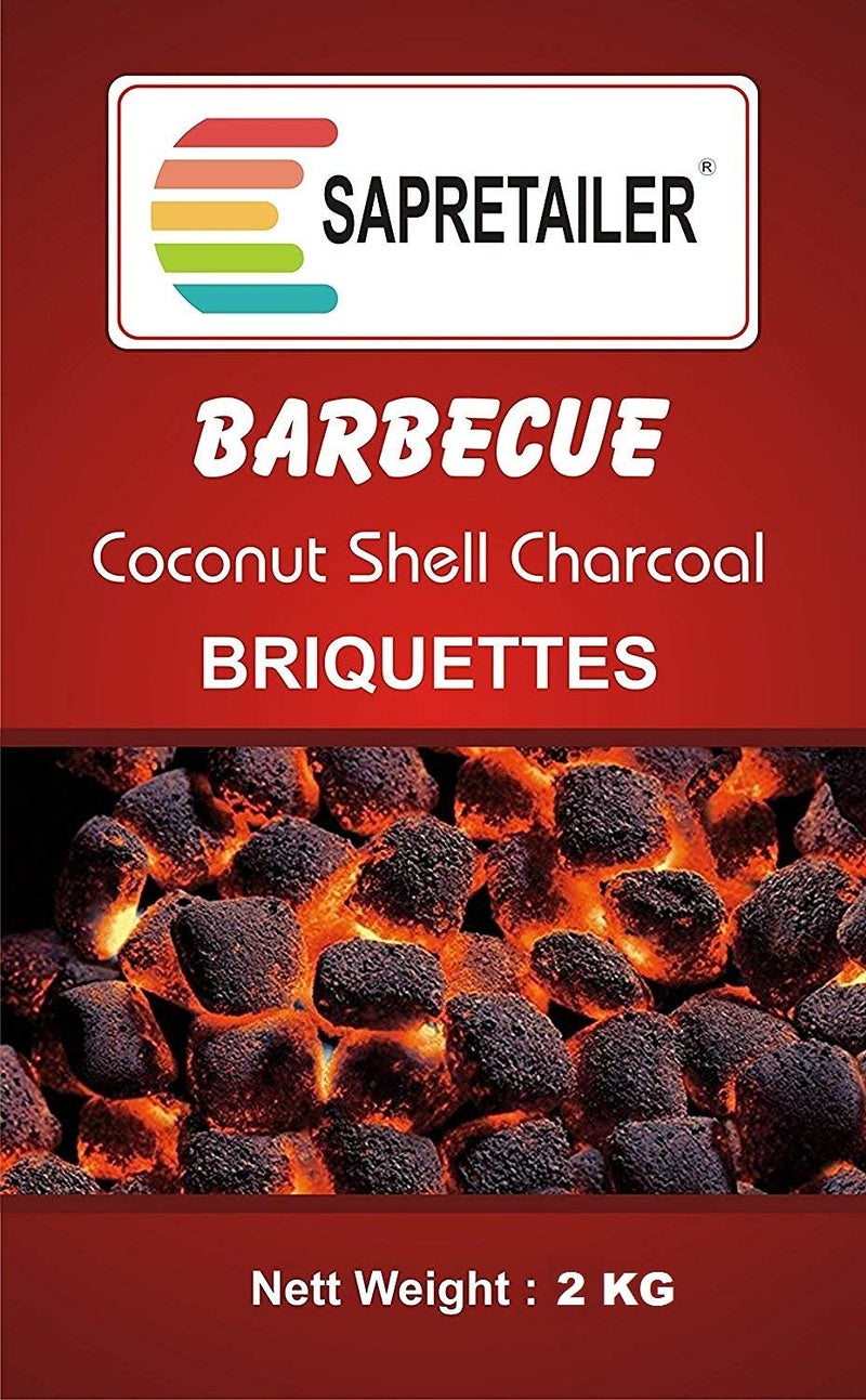 SAPRETAILER Coconut Shell Charcoal Briquettes for Barbecue 2Kg - Image 1