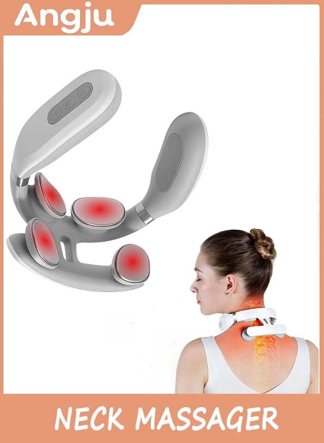 Angju Neck Massager with Heat, Portable Shoulder Massager with 4 Heated Heads, 6 Modes & 14 Levels, Neck Massager for Pain Relief Posture Correction - Image 1