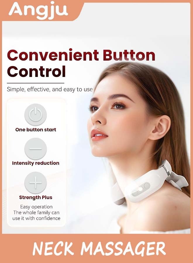 Angju Neck Massager with Heat, Portable Shoulder Massager with 4 Heated Heads, 6 Modes & 14 Levels, Neck Massager for Pain Relief Posture Correction - Image 5