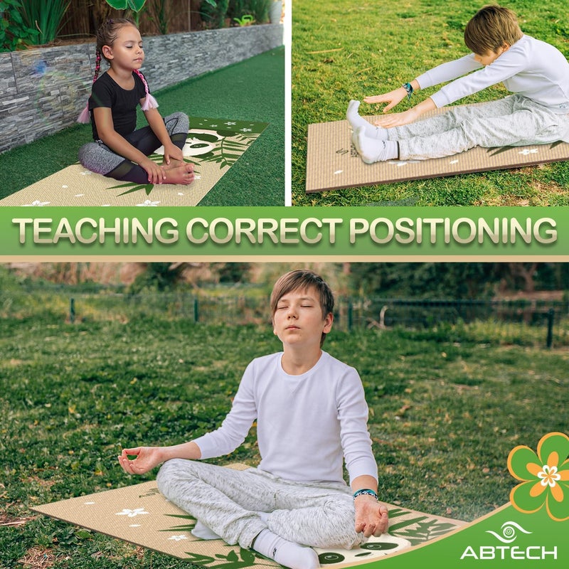 ABTECH Kids Yoga Mat Set - Comfortable Dinosaur Kid Yoga Mat Boy with 12 Yoga Cards, Storage Bag, Beige Play Mat Thick for Gymnastics Mat, Exercise Mat, No-Toxic and Non-Slip for Ages 3-12 - Image 5