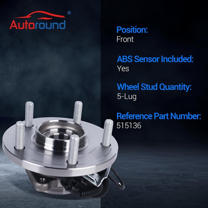 Autoround مجموعة محور العجلة الأمامية والمحامل Autoround 515136 لسيارات كرايسلر تاون آند كونتري، دودج غراند كارافان، فولكس فاجن روتان (2008-2014) - Image 3