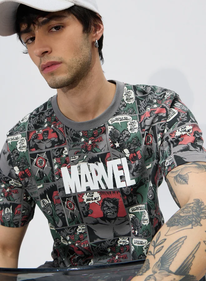 The Souled Store  Men Marvel Comic Print Cotton Regular Fit T-Shirt for Men | Best Price UAE