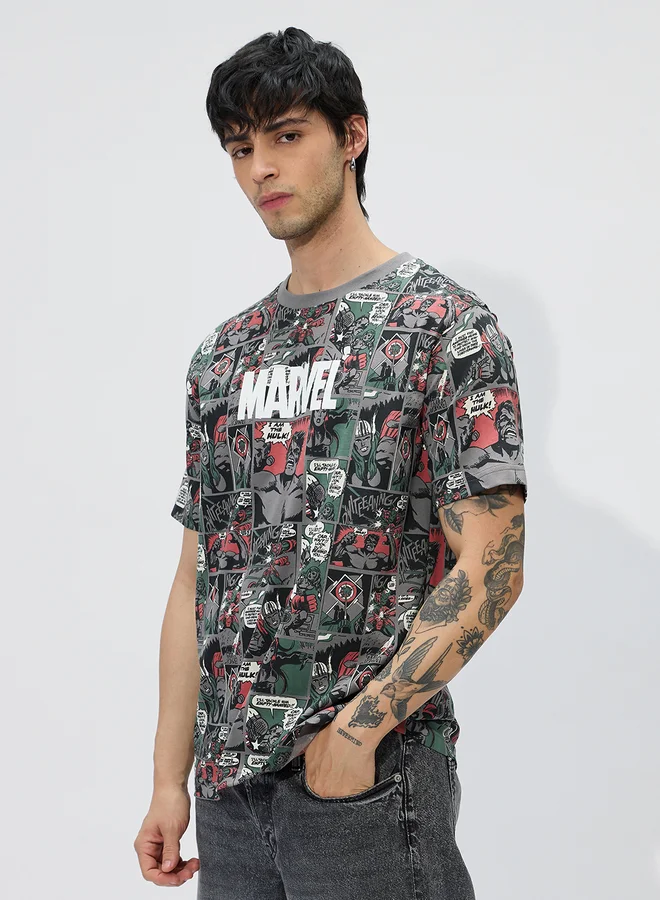 The Souled Store  Men Marvel Comic Print Cotton Regular Fit T-Shirt for Men | Best Price UAE