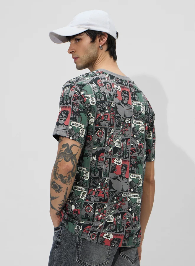 The Souled Store  Men Marvel Comic Print Cotton Regular Fit T-Shirt for Men | Best Price UAE