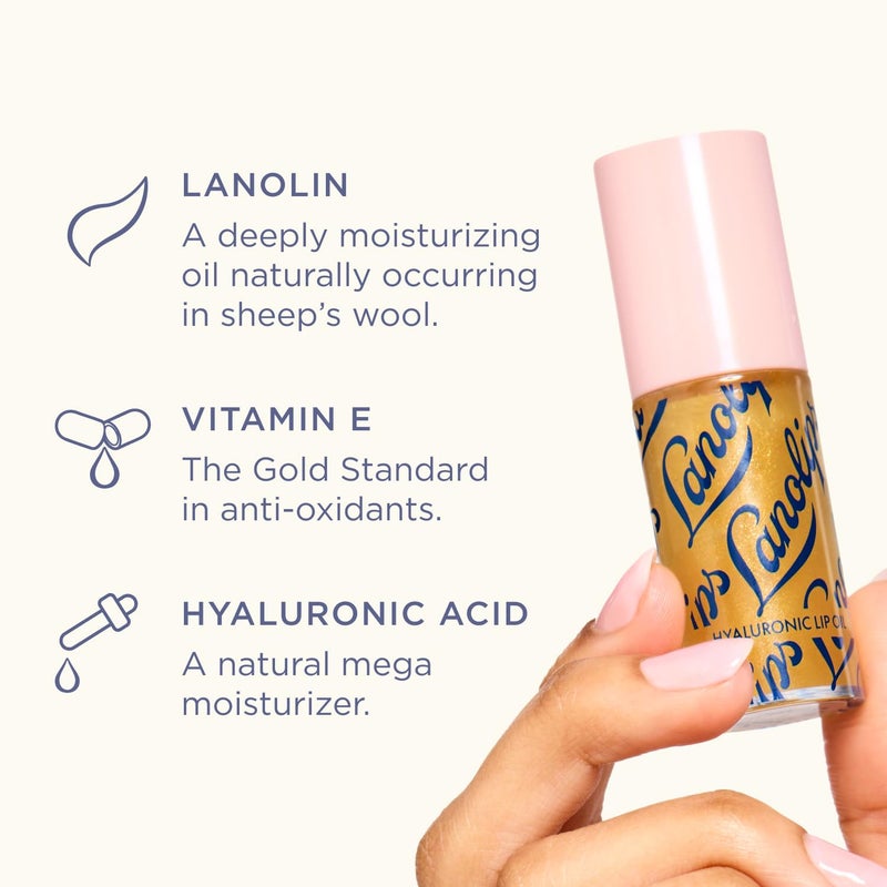 Lanolips Hydrating Lip Oil - Plumping Lip Gloss Infused with Lanolin Oil, Hyaluronic Acid & Vitamin E - Non-Sticky, Glossy Finish Beauty Products - Honey (0.2 Fl oz) - Image 4