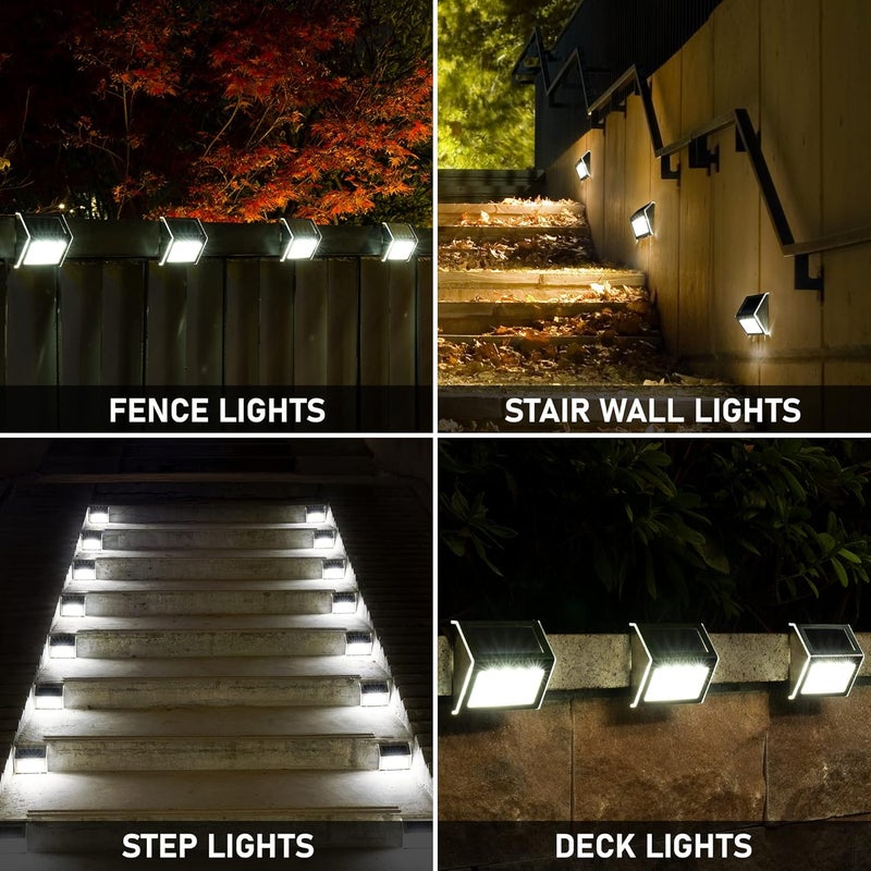 SOLPEX Solar Step Lights, 16 Pack Stair Lights, Outdoor Fence Lighting, Solar Powered Deck Lights Waterproof 4 LEDs for Stairway Patio Porch Pathway Walkway Garden (Cold White) - Image 2