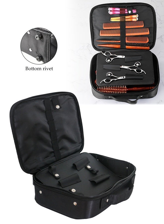 Hair Scissors Case Salon Scissors Storage Bag Stylish and Durable Hairdressing Tool Organizer Multi Layer Space Storage Magnet Buckle Design for Salon Barber Hair Stylist Black - Image 1