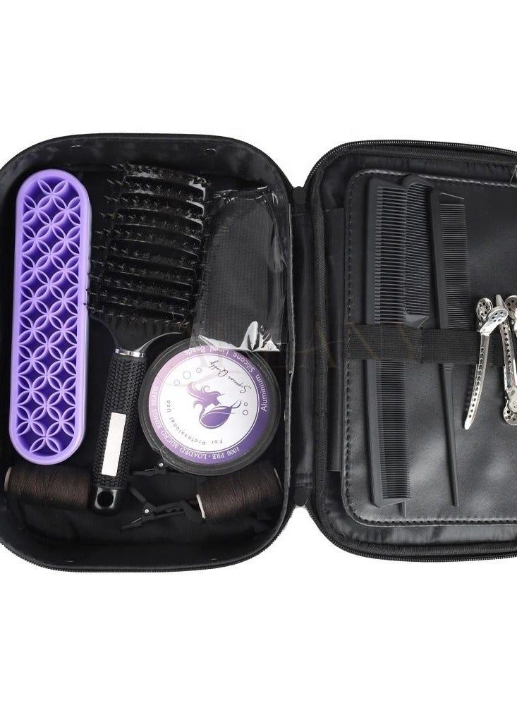 Hair Scissors Case Salon Scissors Storage Bag Stylish and Durable Hairdressing Tool Organizer Multi Layer Space Storage Magnet Buckle Design for Salon Barber Hair Stylist Black - Image 5