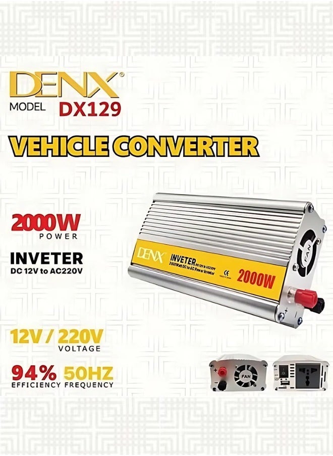 Denx Dx129 2000W 12V To 220V Automotive Power Inverter With Usb Port And Fast Charger  - Image 2