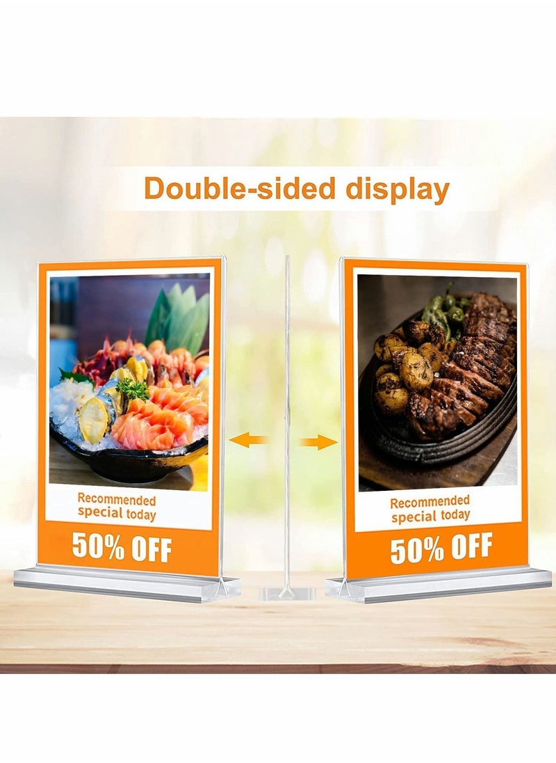 Y&D - Acrylic Sign Holder A4 - Double Sided T Shape Table Top Display Stand, Portrait Style Menu Ad Frame - Image 1