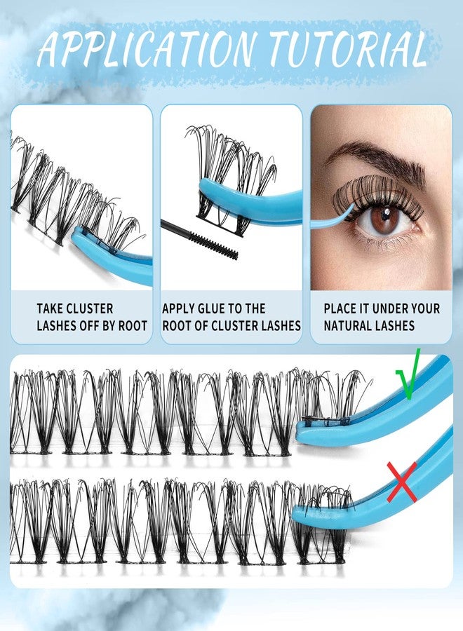 KevKev Lash Clusters 70 Pcs Cluster Lashes Eyelash Clusters DIY Cluster Eyelash Extensions Individual Lashes Thin Band & Soft(Humid,D-8-16mix) - Image 5
