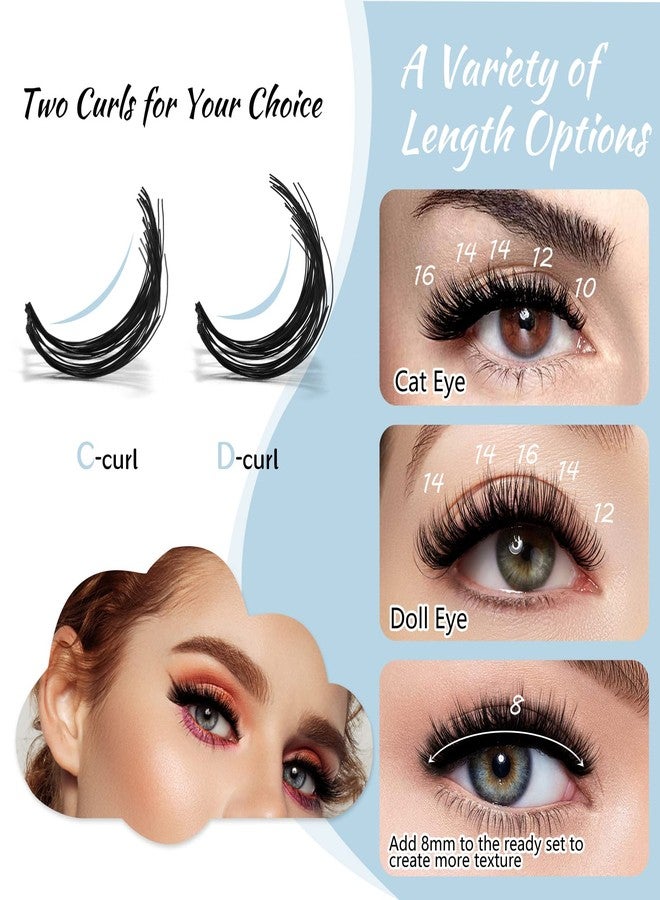 KevKev Lash Clusters 70 Pcs Cluster Lashes Eyelash Clusters DIY Cluster Eyelash Extensions Individual Lashes Thin Band & Soft(Humid,D-8-16mix) - Image 3