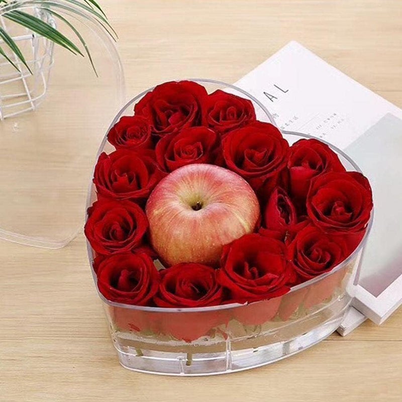 cheekyglo Hert-Shped Rose Flower ox Acrylic Trnsprent rtificil Sop Flower Rose Gift ox Flower Flower Decor Head Vlentine-9 Holes - Image 3