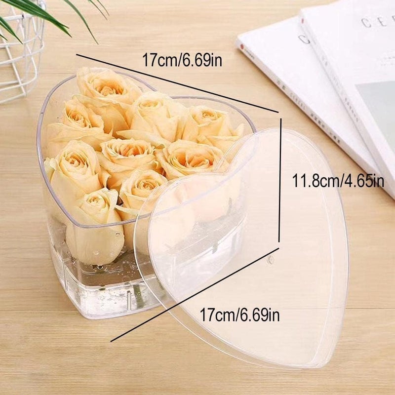 cheekyglo Hert-Shped Rose Flower ox Acrylic Trnsprent rtificil Sop Flower Rose Gift ox Flower Flower Decor Head Vlentine-9 Holes - Image 2