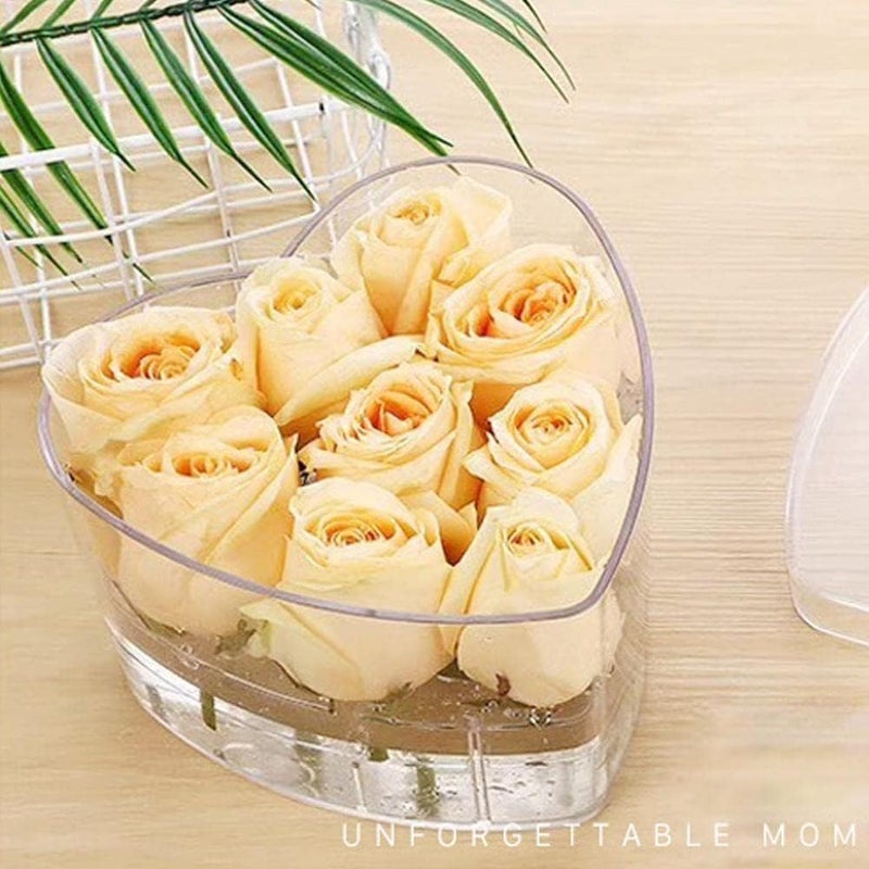 cheekyglo Hert-Shped Rose Flower ox Acrylic Trnsprent rtificil Sop Flower Rose Gift ox Flower Flower Decor Head Vlentine-9 Holes - Image 5