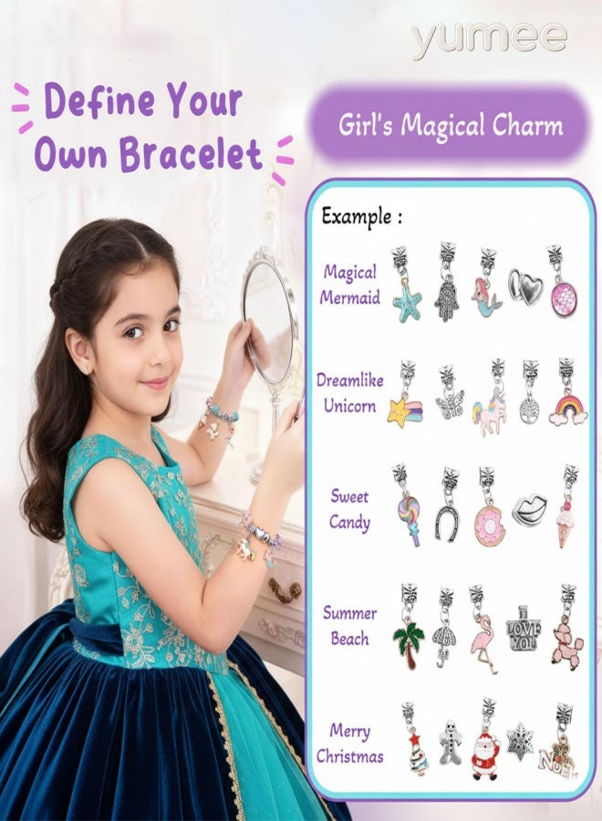 يمي مجموعة صنع أساور ساحرة للبنات من عمر 8-12 سنة، تتضمن مجموعة مجوهرات يونيكورن وحورية البحر، هدية إبداعية ولعبة. - Image 4