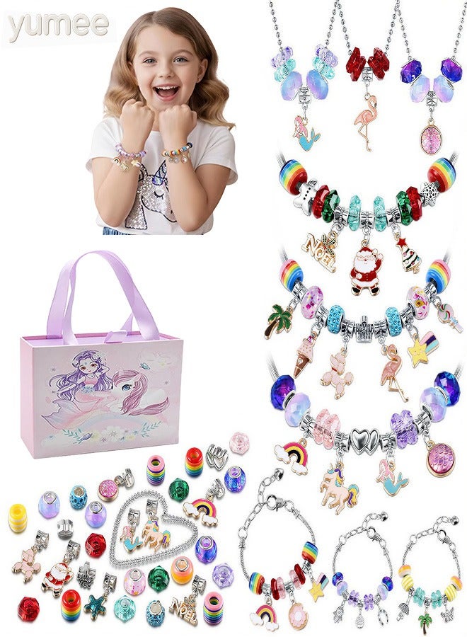 يمي مجموعة صنع أساور ساحرة للبنات من عمر 8-12 سنة، تتضمن مجموعة مجوهرات يونيكورن وحورية البحر، هدية إبداعية ولعبة. - Image 1