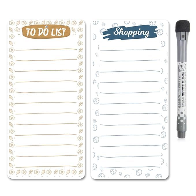 AccuPrints Magnetic to Do List Shopping List Combo | Size 11 x 4 inch or 27x10 cm | Reusable Dry Erase Marker Vinyl Magnetic eraseable Sheet Board with Magnetic Marker - Image 1