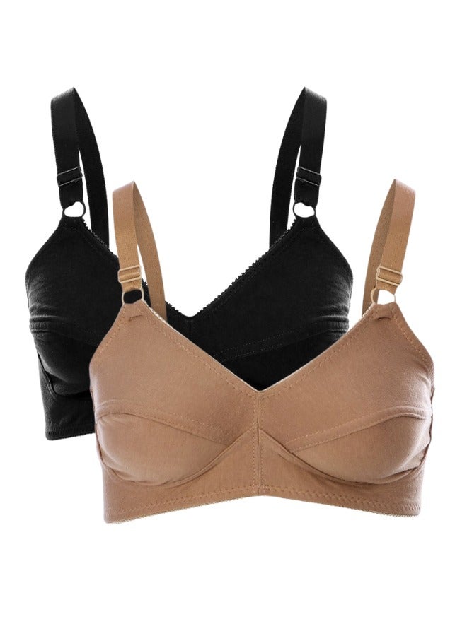 Lasso Pack of 2 Comfort Non Padded Cotton Bra for Women  - Image 1