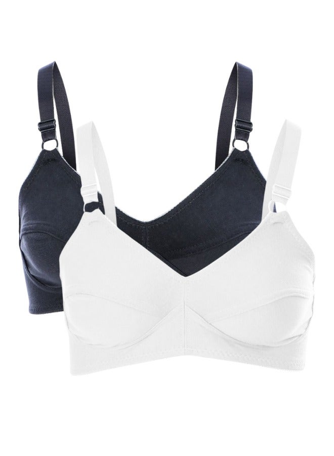 Lasso Pack of 2 Comfort Non Padded Cotton Bra for Women  - Image 2