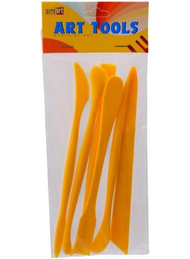 Smart 6 Pieces Plastic Art Tools For Clay and Modeling - Yellow - Image 2