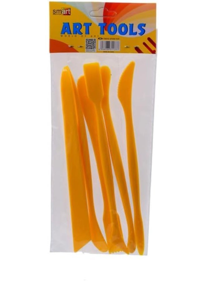 Smart 6 Pieces Plastic Art Tools For Clay and Modeling - Yellow - Image 1