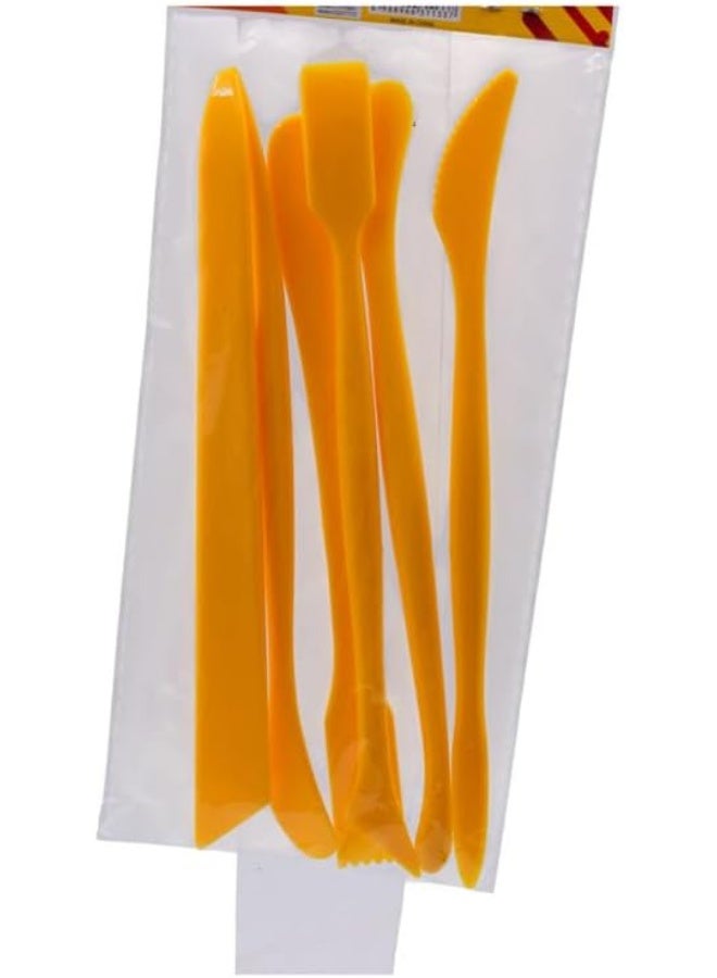Smart 6 Pieces Plastic Art Tools For Clay and Modeling - Yellow - Image 3