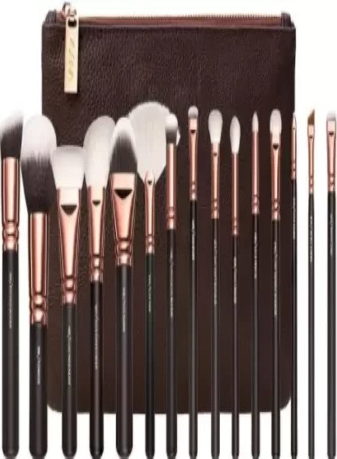 FEELHIGH فرشاة مكياج فيلهاي، لون ذهبي وردي (عبوة من 15 قطعة) - Image 1