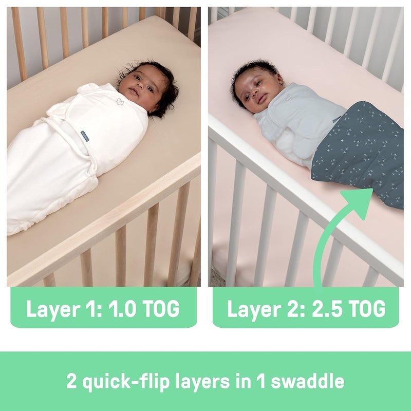 Ingenuity All Season Baby Swaddle 2 Quick Flip Layers to Change from 10 to 25 TOG Size 03 Months 714 Pounds  Stardust - Image 4
