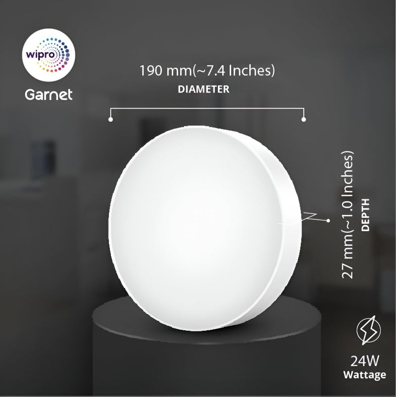 Wipro Polycarbonate Garnet 24W Rimless Round Led Surface Panel | Cool White Light (6500K) | Elegant Rimless Design for Wider Spread of Light | Surface Mounted Led Down Light for Ceiling | Pack of 2 - Image 3