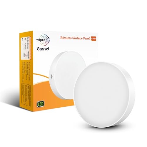 Wipro Polycarbonate Garnet 24W Rimless Round Led Surface Panel | Cool White Light (6500K) | Elegant Rimless Design for Wider Spread of Light | Surface Mounted Led Down Light for Ceiling | Pack of 2 - Image 2