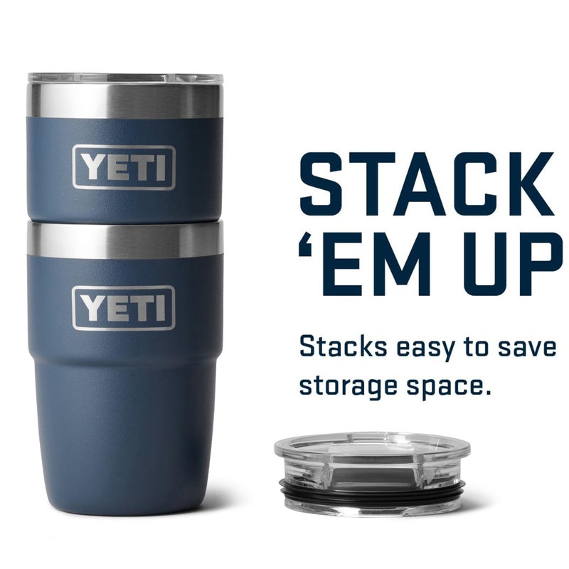 YETI Rambler 8 oz Insulated Coffee Mug with Lid - Stackable Double-Wall Vacuum Insulated Coffee Cup - DuraSip Ceramic Lining - Barista-Friendly Design - Stainless Steel - Dishwasher Safe, Navy - Image 4