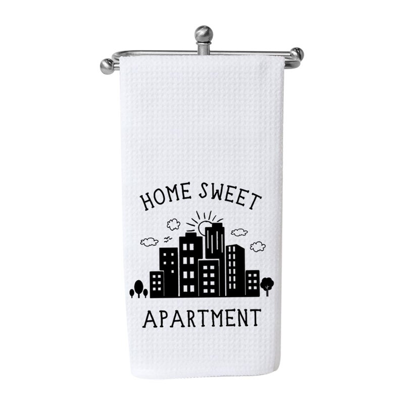 WCGXKO Funny Dish Towel Home Sweet Apartment Kitchen Towel Sweet Housewarming Gift New Apartment Gifts Decor Sweet Apartment