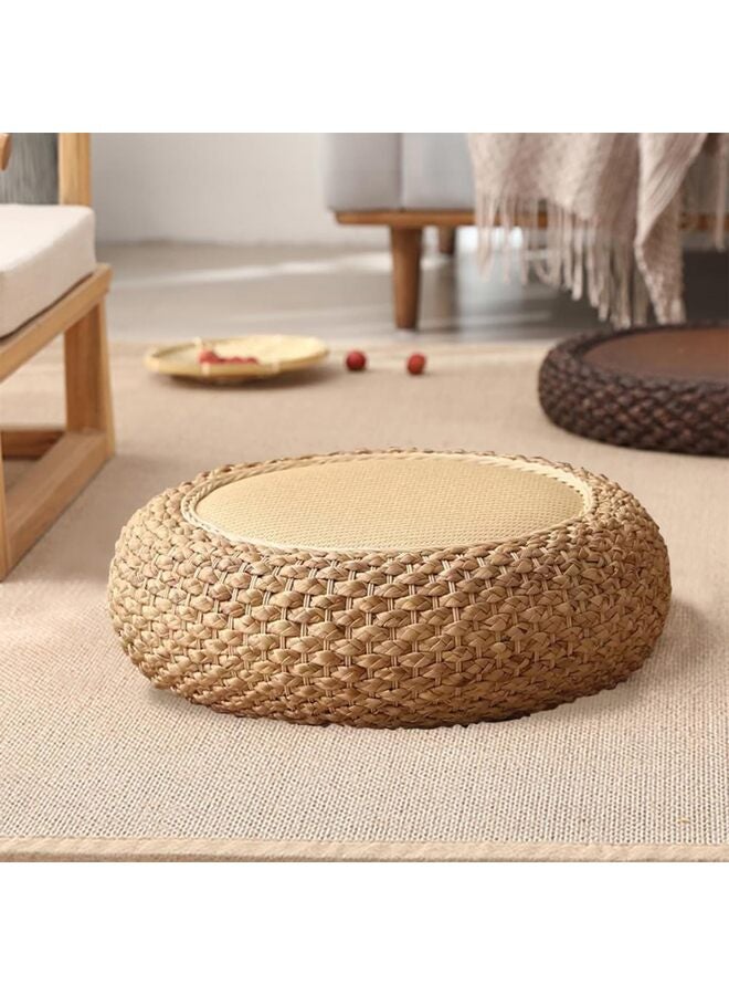 يُسلِّم وسادة مقعد دائرية منسوجة من القش، وسادة نزهة خارجية مصنوعة يدويًا من القش، وسادة مقعد تاتامي، وسادة مقعد دائرية منسوجة من الجوت، مسند قدم عثماني من الجوت، مناسب للاستخدام الداخلي والخارجي، 23.6 بوصة × 6.7 بوصة - Image 4