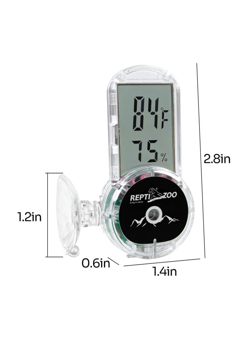 REPTIZOO REPTI ZOO Upgraded Reptile Terrarium Thermometer Hygrometer,Digital Pet Temperature and Humidity Gauge with Suction Cup for Reptile Rearing Box Tank,4-Sides Mounting  - Image 2