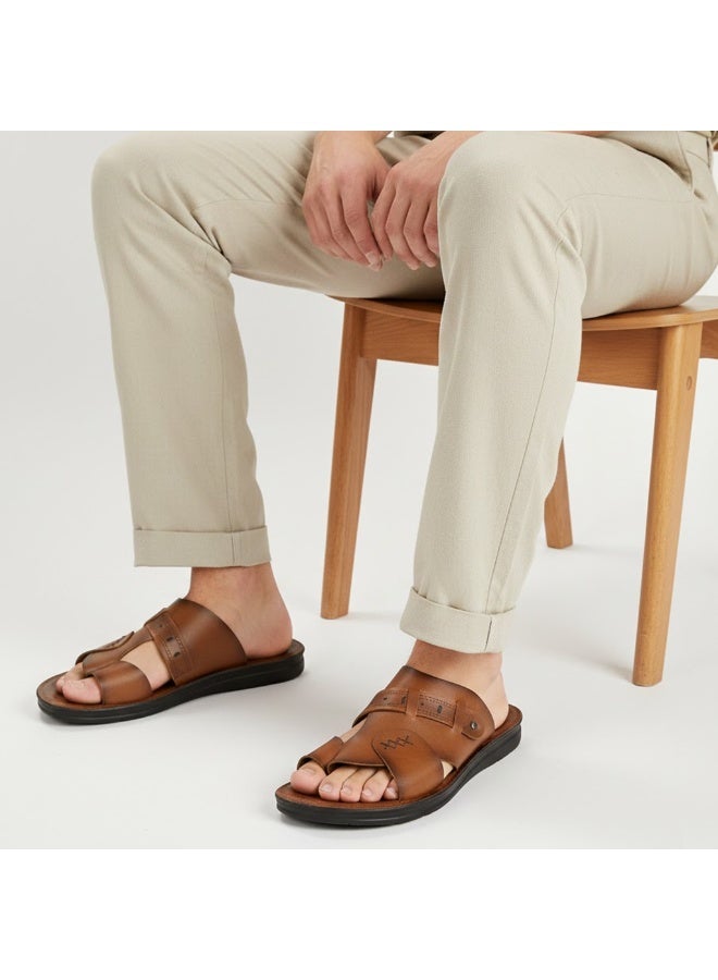 سليبر رجالي جلد هافان – تصميم عصري متعدد الأحزمة بنعل مريح مضاد للانزلاق – مثالي للاستخدام اليومي والصيف - Image 1