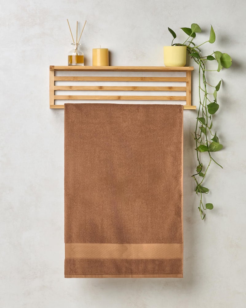 Himêya Himeya Towels for Bath Large Size | Bamboo Cotton Towels for Bath | Towel 1Pcs | 400 GSM | 70 x 140 cm | Leather Brown | Bath Towels for Men, Women & Kids | Gym Towel | Perfect for Everyday Use - Image 1