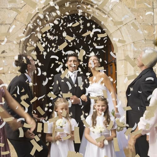 Pilvepidu White Mix Gold Rice Confetti Cannon,6Pack Biodegradable Mulitcolor Confetti Poppers Party Shooters,12inch Party Poppers For Lawns Wedding,Birthday,Celebrations,Photo Shoots and New Years. - Image 5