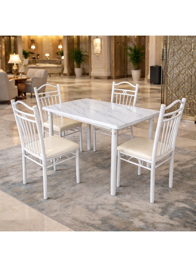 Living 5-Piece Dining Set,Modern Rectangular Dining Table with 4 Elegant Chairs 120*75*75 CM - Image 2